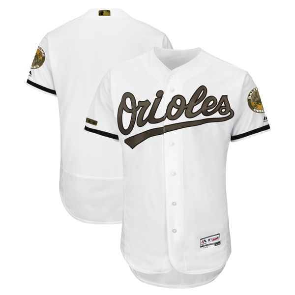 Men's Baltimore Orioles Blank White 2018 Memorial Day Flexbase Stitched MLB Jersey - Click Image to Close